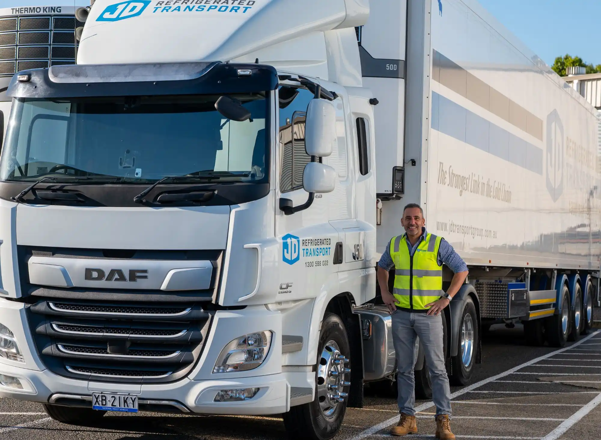 Joe Joseph of JD Refrigerated Transport standing beside one of his DAF prime movers